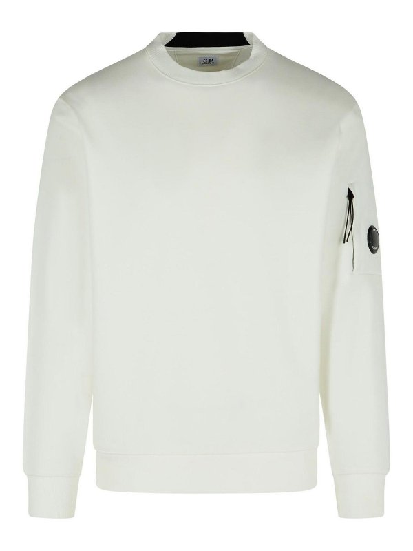 C.P. COMPANY: Sweatshirts & Sweaters - Raised White Cotton Sweatshirt