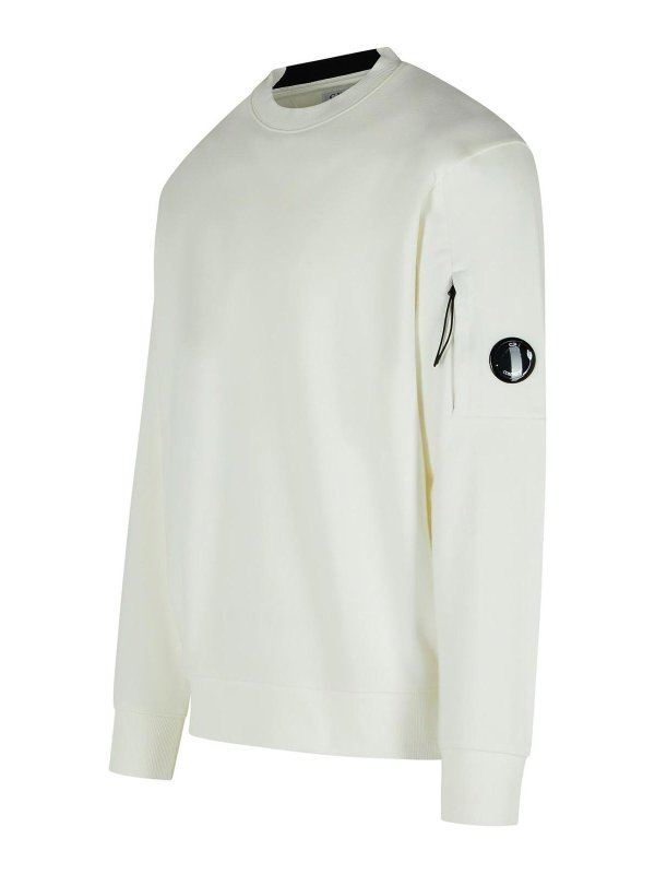 The Best Shops C.P. COMPANY: Sweatshirts & Sweaters - Raised White Cotton Sweatshirt