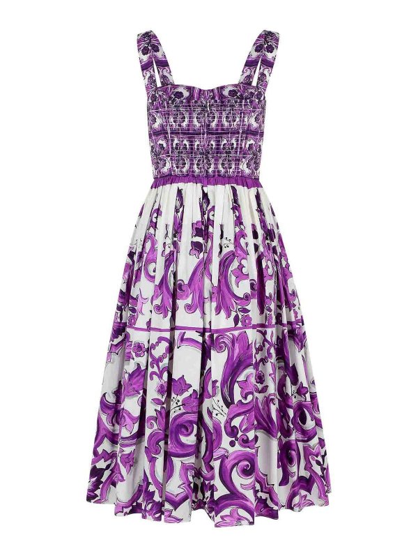 Dolce Gabbana Abito di maiolica in poplin di cotone