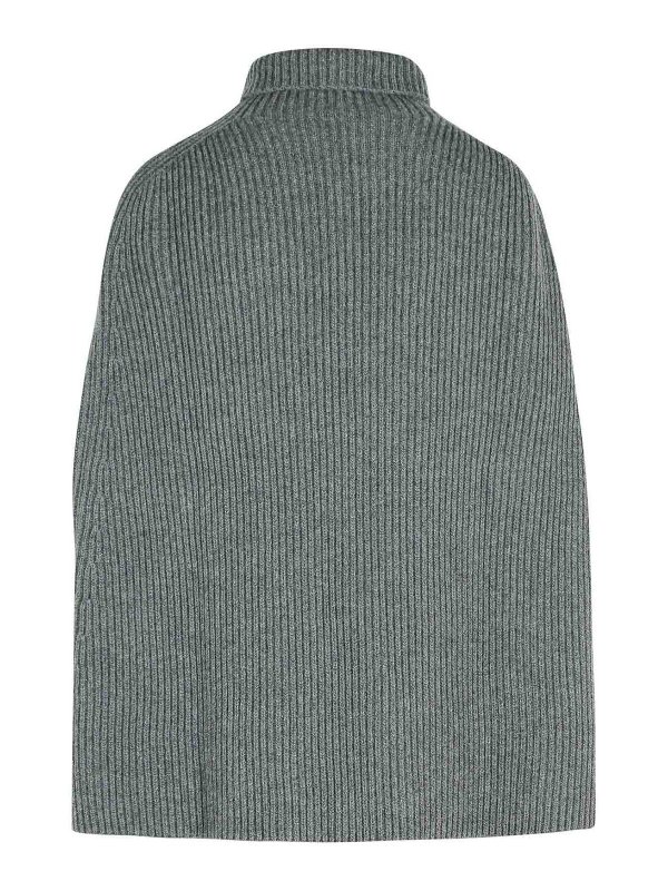 JIL SANDER: Turtlenecks & Polo necks online - Koala Grey Wool Turtleneck Cape