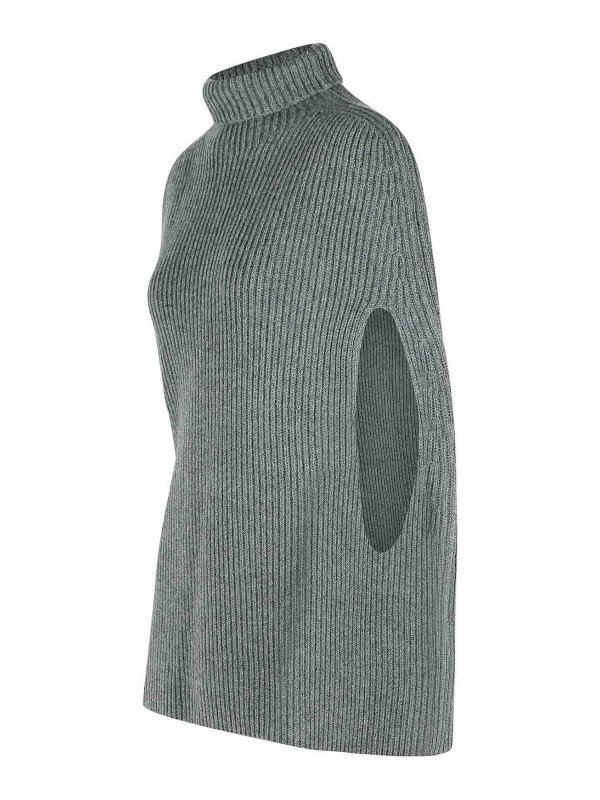 The Best Shops JIL SANDER: Turtlenecks & Polo necks - Koala Grey Wool Turtleneck Cape