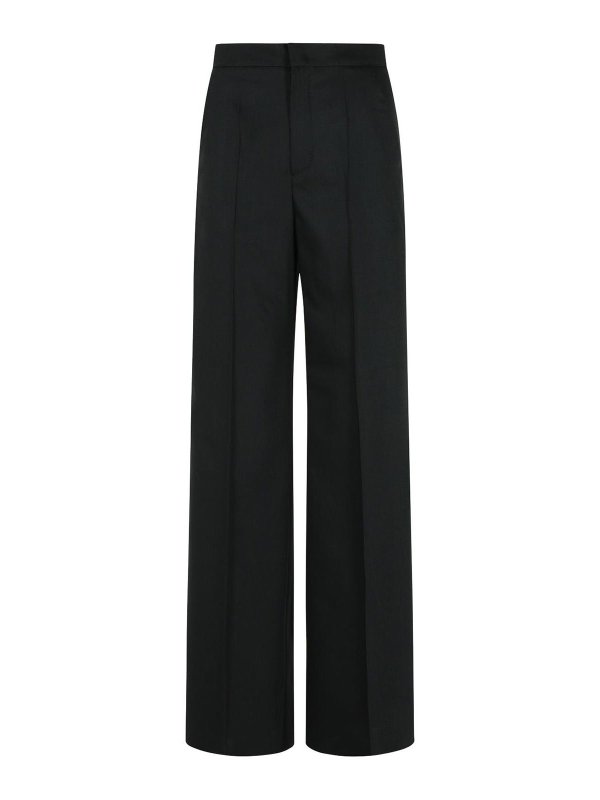 Max Mara: casual trousers - Fernet Straight Black Virgin Wool Pants