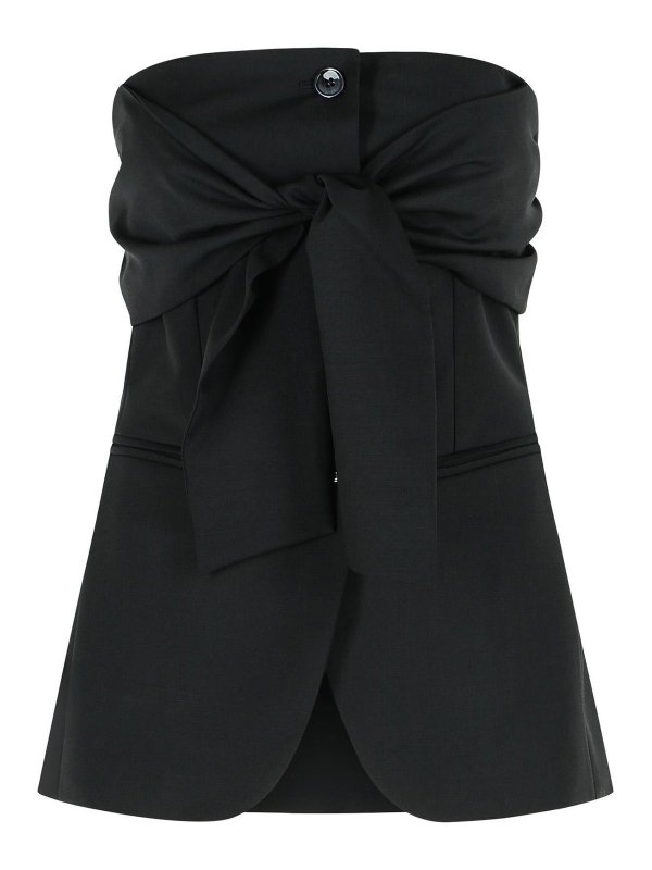 Max Mara: Tops & Tank tops - Veruska Black Virgin Wool Bustier Top