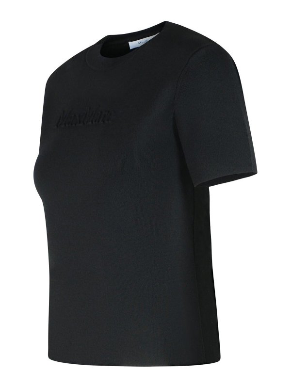 The Best Shops Max Mara: t-shirts - Adelio Black Viscose Blend T-Shirt