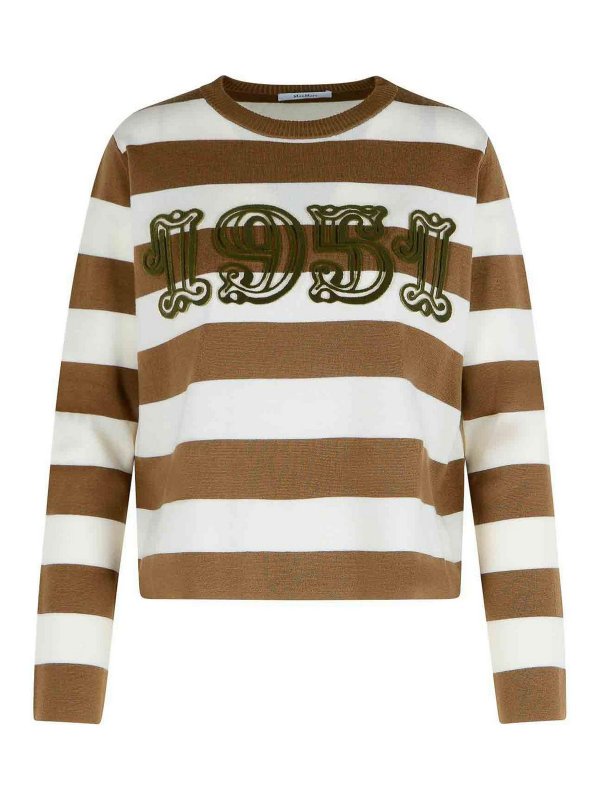 Max Mara: crew necks - Viterbo Virgin Wool Hazelnut Sweater