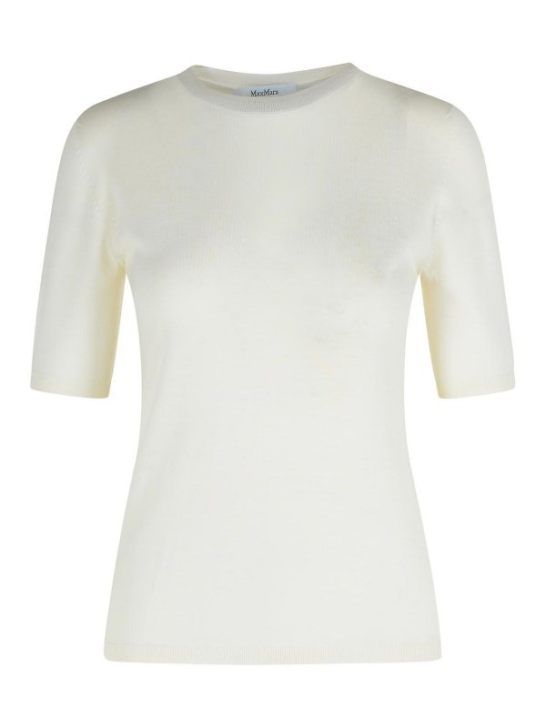 Max Mara: crew necks - Gerico White Virgin Wool Sweater