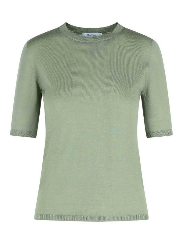 Max Mara: crew necks - Gerico Green Virgin Wool Sweater