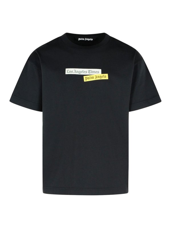Palm Angels: t-shirts - Paxlatimes Black Cotton T-Shirt