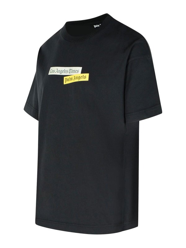 The Best Shops Palm Angels: t-shirts - Paxlatimes Black Cotton T-Shirt