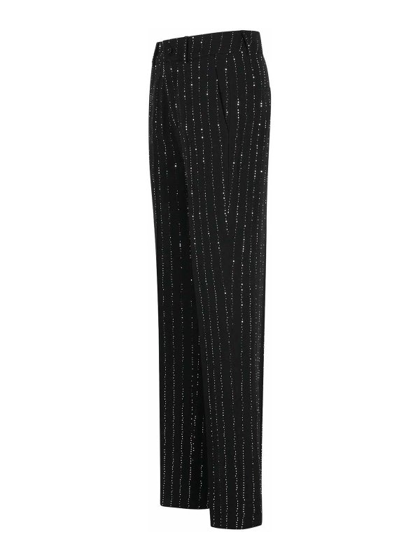 The Best Shops PHILIPP PLEIN: casual trousers - Lady Fit Sequined Pants In Black Wool Blend