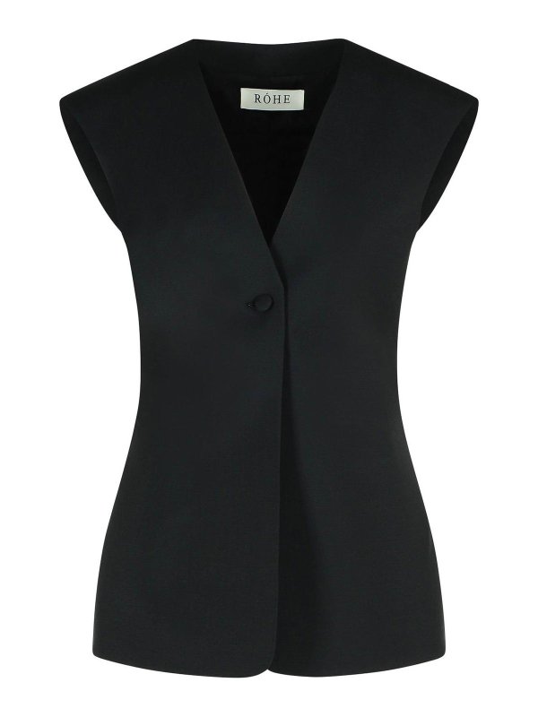 ROHE: blouses - Sleeveless Blouse In Black Virgin Wool Blend