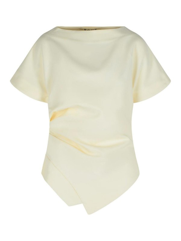 ROHE: t-shirts - Draped T-Shirt In White Viscose Blend