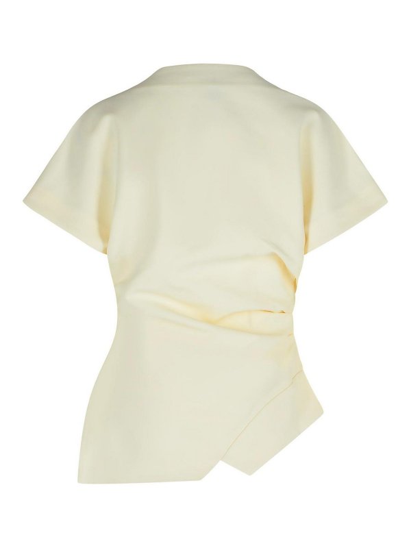 ROHE: t-shirts online - Draped T-Shirt In White Viscose Blend
