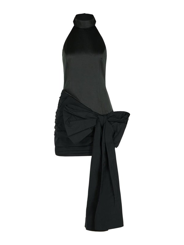 ROTATE Birger Christensen: short dresses - Dress With Bow In Black Polyester