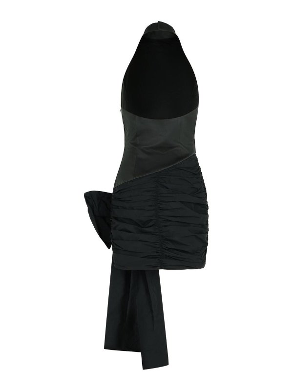 ROTATE Birger Christensen: short dresses online - Dress With Bow In Black Polyester