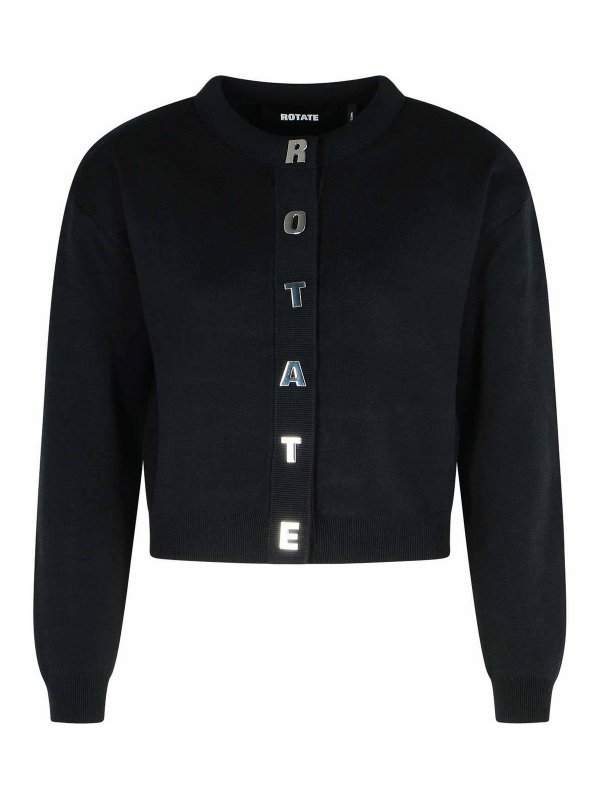 ROTATE Birger Christensen: cardigans - Black Cotton Blend Cardigan