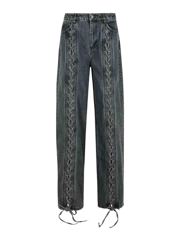 ROTATE Birger Christensen: bootcut jeans - Black Cotton Jeans With Laces