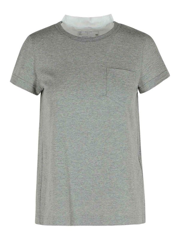 Sacai: t-shirts - Gray Cotton T-Shirt