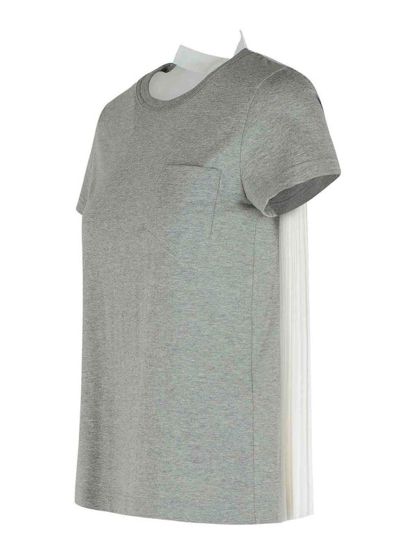 The Best Shops Sacai: t-shirts - Gray Cotton T-Shirt