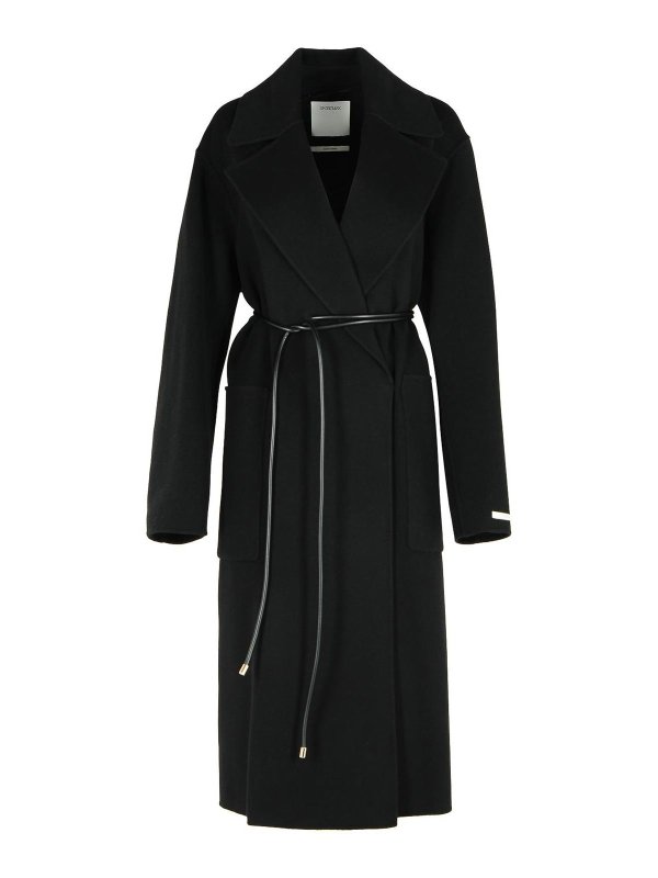 SPORTMAX: short coats - Abate Black Virgin Wool Robe Coat