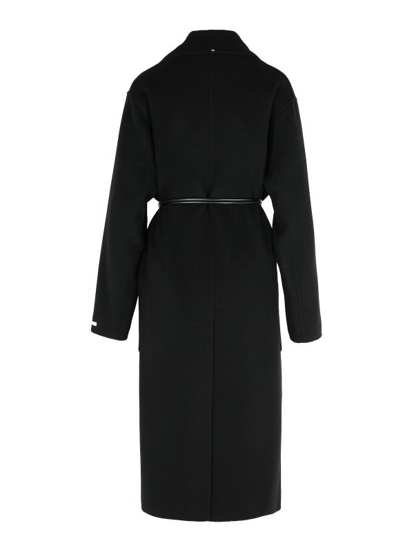 SPORTMAX: short coats online - Abate Black Virgin Wool Robe Coat