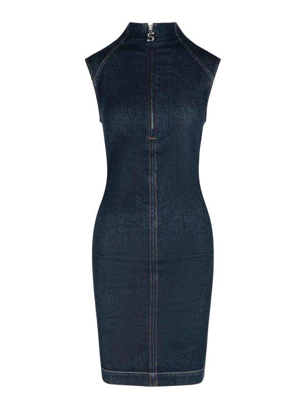 SPORTMAX: short dresses - Cerea Dark Blue Cotton Dress