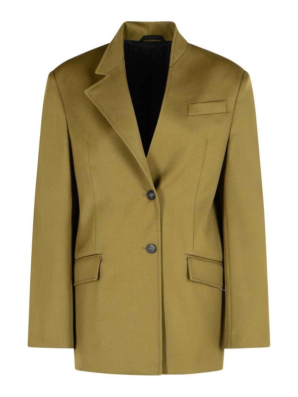 The Attico: blazers - Green Virgin Wool Blazer