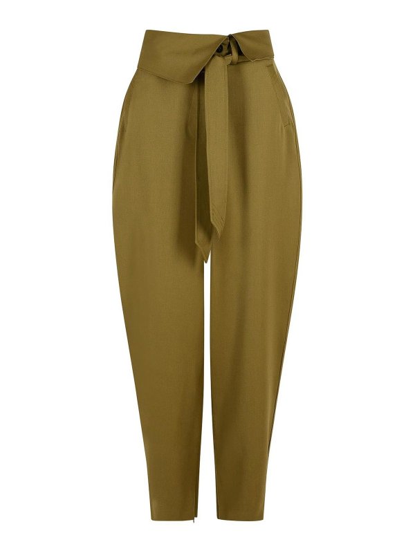 The Attico: casual trousers - Green Virgin Wool Trousers