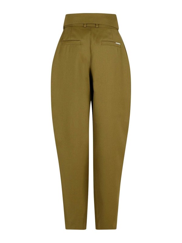 The Attico: casual trousers online - Green Virgin Wool Trousers