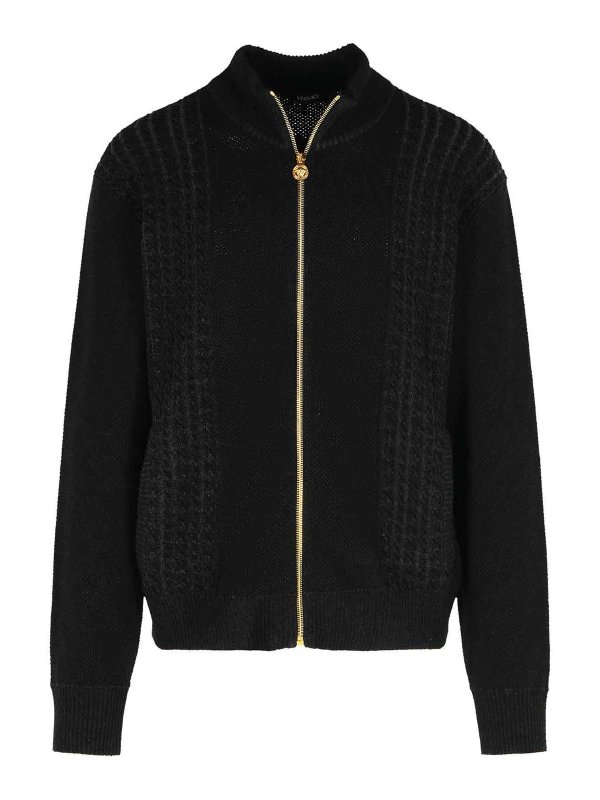 VERSACE: Strickpullover mit Rundhalsausschnitt - Rundhalspullover - Schwarz