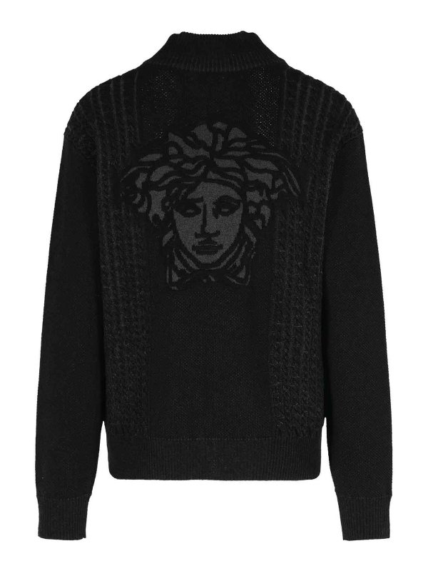 VERSACE: Strickpullover mit Rundhalsausschnitt online - Rundhalspullover - Schwarz