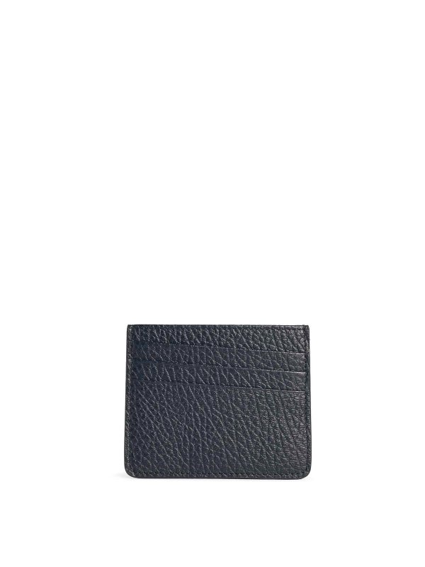 Maison Margiela: wallets & purses - Four Stitches Black Leather Card Holder