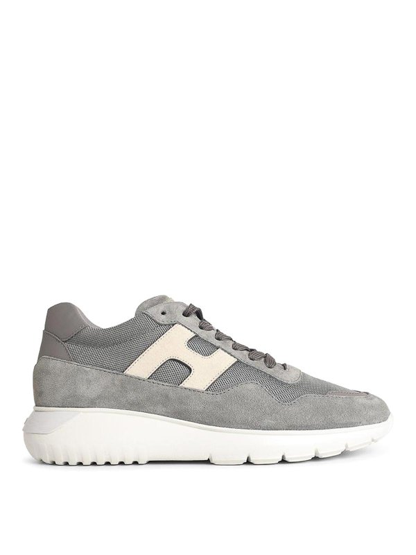 HOGAN: trainers - Interactive 3 Grey Suede Blend Sneakers