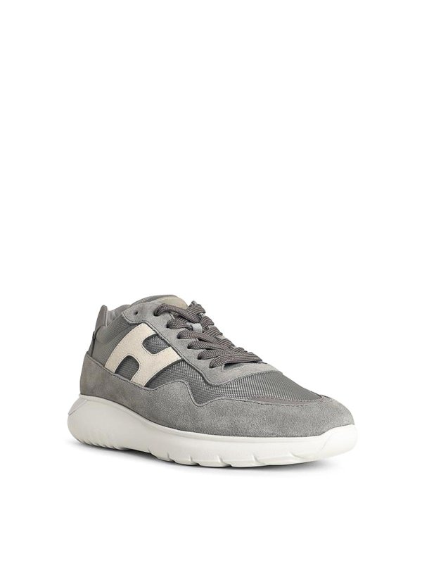 HOGAN: trainers online - Interactive 3 Grey Suede Blend Sneakers