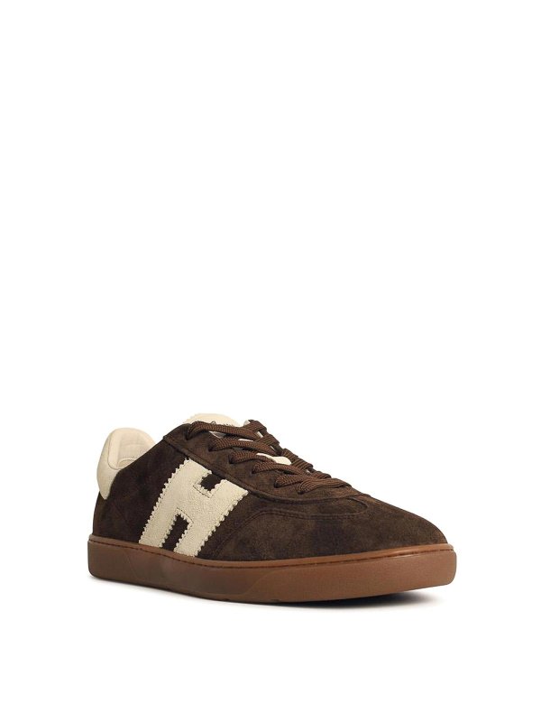HOGAN: trainers online - Cool Brown Suede Sneakers