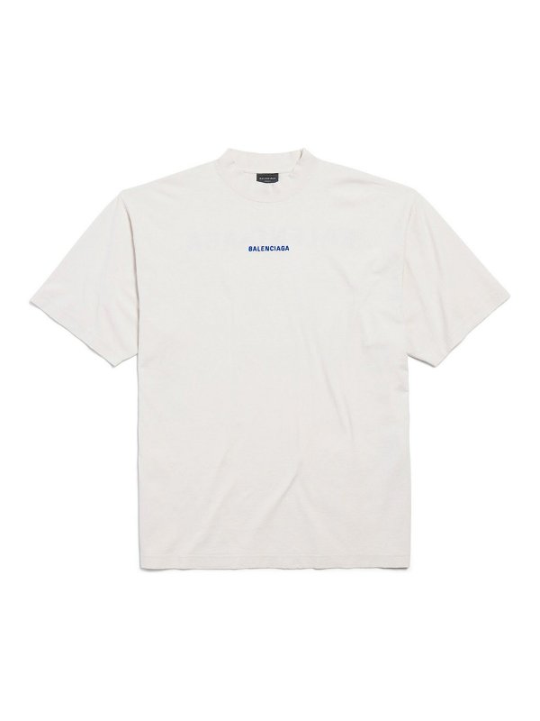 BALENCIAGA: t-shirts - Back T-Shirt Medium Fit In Dirty White/Blue