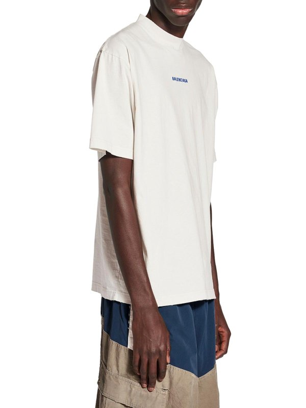 The Best Shops BALENCIAGA: t-shirts - Back T-Shirt Medium Fit In Dirty White/Blue