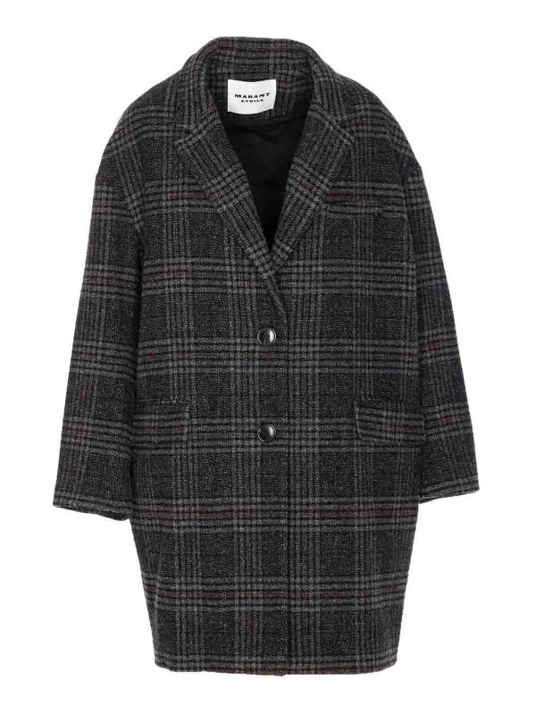 Isabel Marant Etoile: short coats - Limiza Checkered Wool Coat