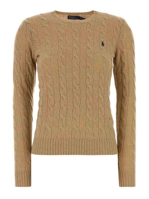 POLO RALPH LAUREN: Strickpullover mit Rundhalsausschnitt - Rundhalspullover - Camel