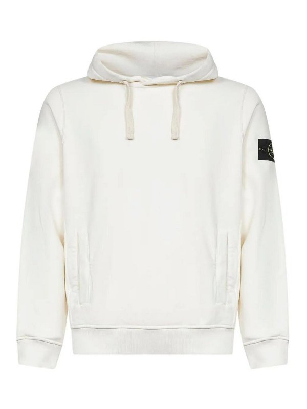 STONE ISLAND: Sweatshirts & Sweaters - Brushed Organic Cotton Fleece Hoodie