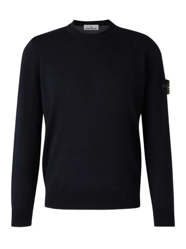STONE ISLAND: Strickpullover mit Rundhalsausschnitt - Rundhalspullover - Dunkelblau