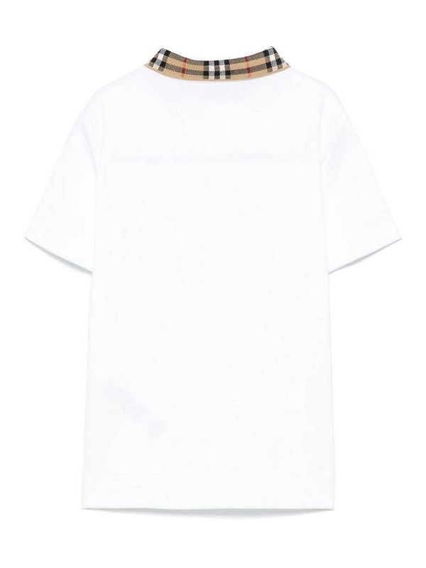 BURBERRY: polo shirts online - Check Collar Cotton Polo Shirt