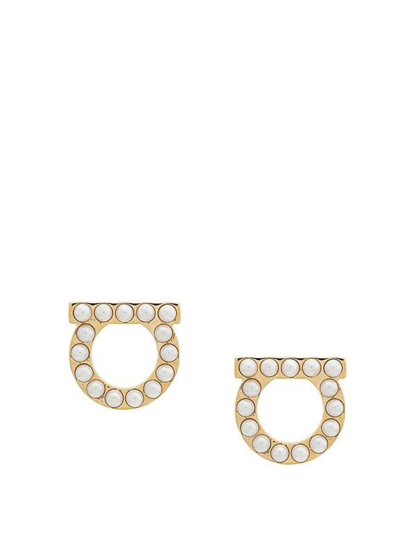 FERRAGAMO: Earrings - Gancini Pearls Earrings