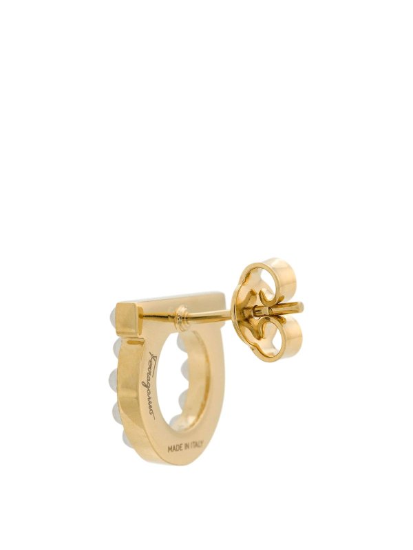 FERRAGAMO: Earrings online - Gancini Pearls Earrings
