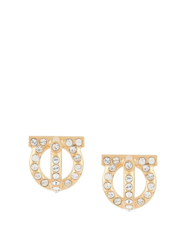 FERRAGAMO: Earrings - Gancini 3D Earrings With Crystals