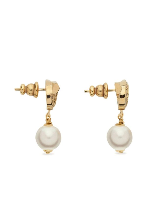 FERRAGAMO: Earrings online - Gancini Earrings With Pearls And Crystals
