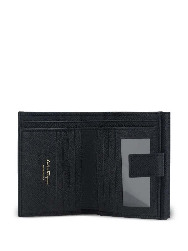 The Best Shops FERRAGAMO: wallets & purses - Hammered Leather Gold Gancini Compact Wallet