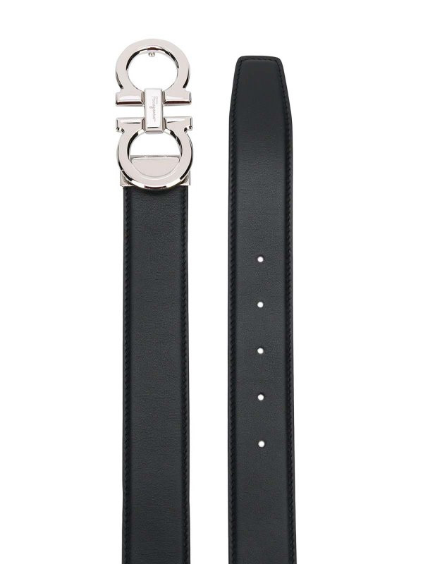 FERRAGAMO: belts online - Polished Finish Gancini Reversible Belt