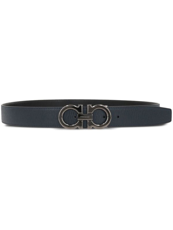 FERRAGAMO: belts online - Semi-Matt Grained Leather Reversible Belt