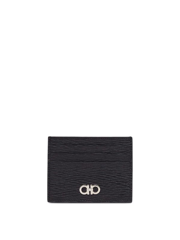 FERRAGAMO: wallets & purses - Two-Tone Gancini Card Holder